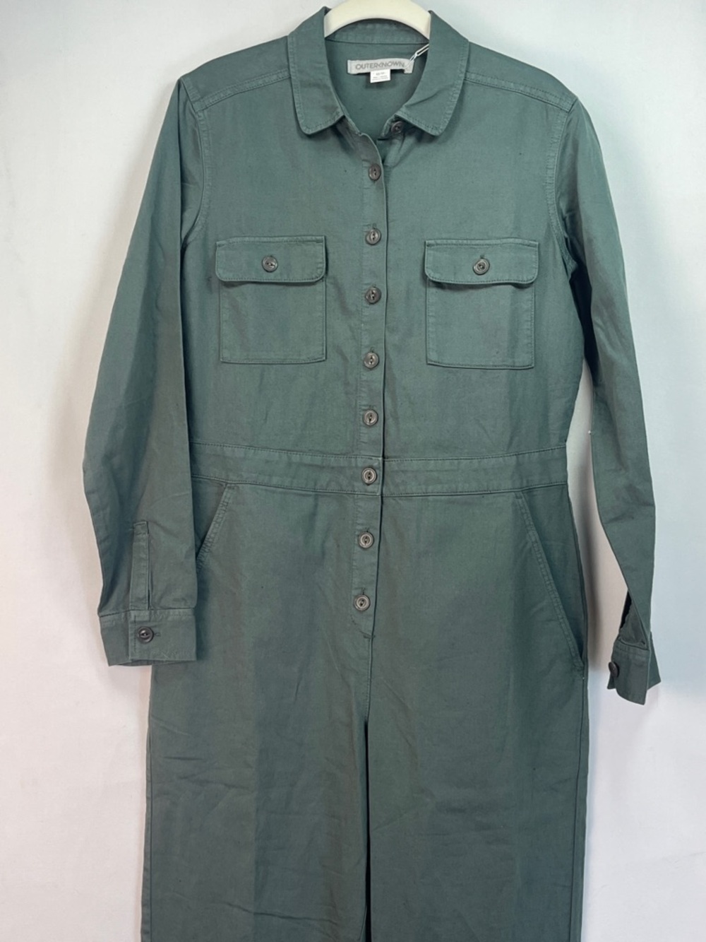 Outerknown S.E.A. Suit Jumpsuit Green Organic Cotton Linen Utility Coverall NWT - Picture 3 of 7